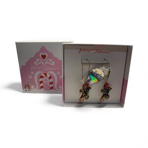 Betsey Johnson “Gingerbread Cookies Earrings” with Rhinestones - NIB ***